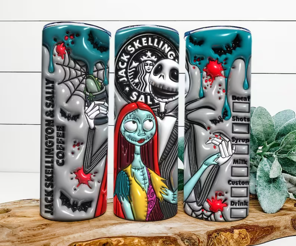 D Inflated Horror Character Tumbler Wrap Jack Skellington And Sally